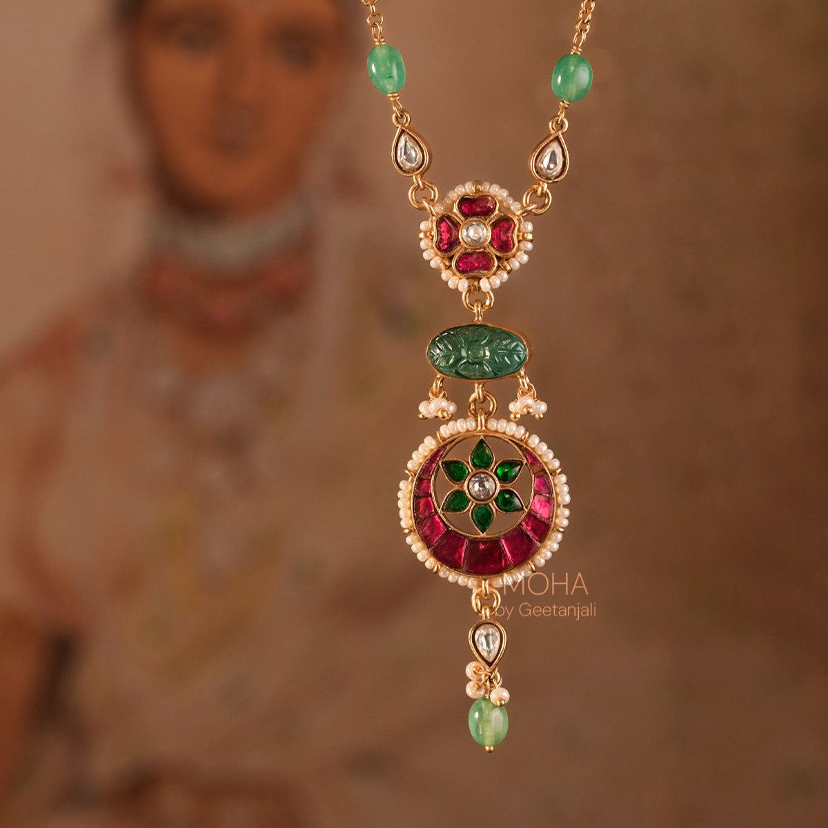 Gulzaar Polki Silver Necklace by MOHA