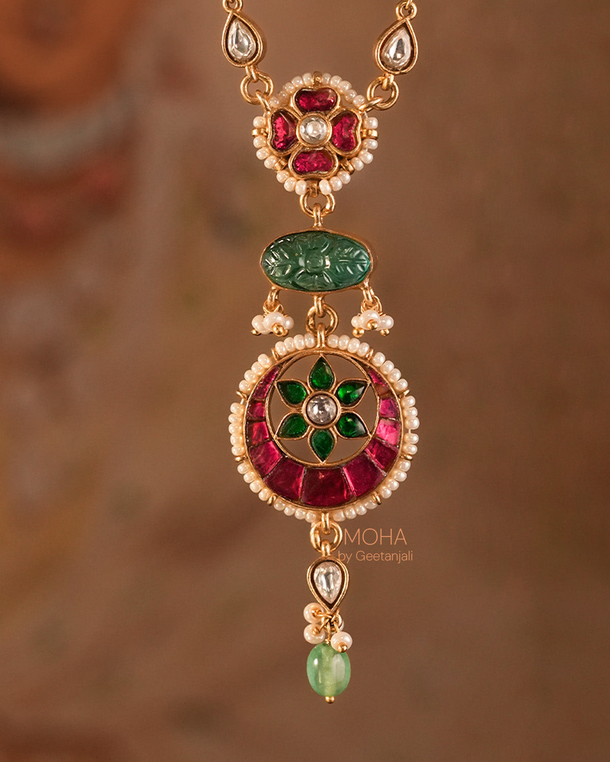 Gulzaar Polki Silver Necklace by MOHA