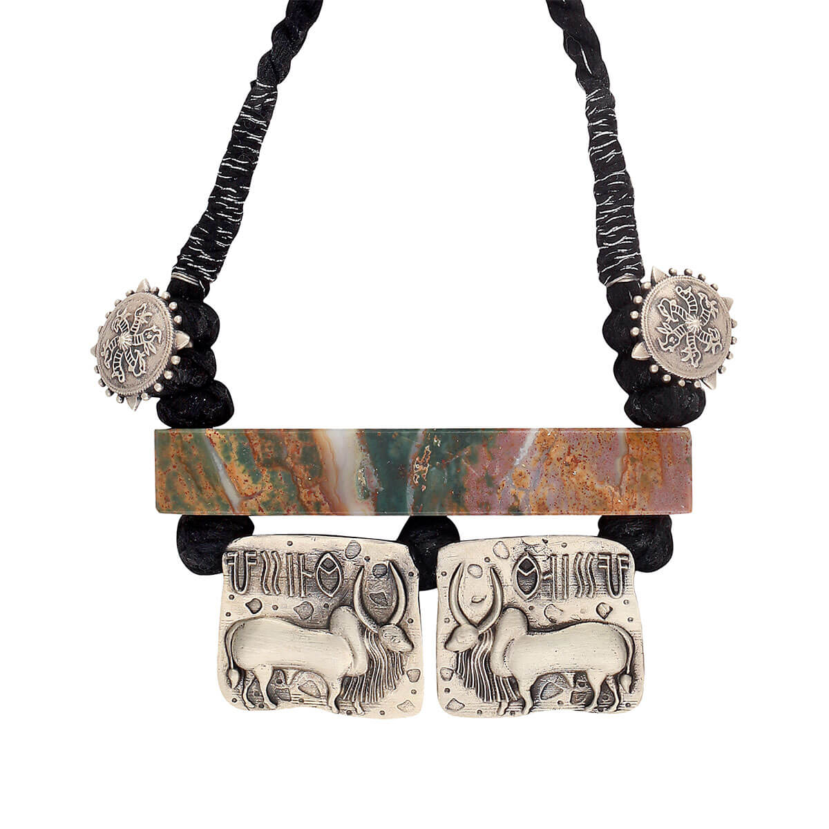 harappa vrishabh bull seal pendant necklace black thread by moha