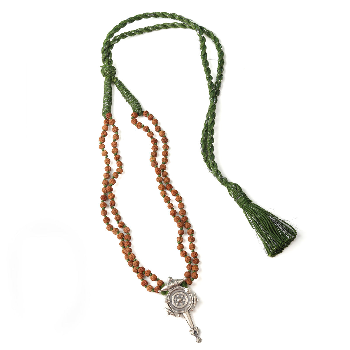 hingora pendant necklace with rudraksha by moha