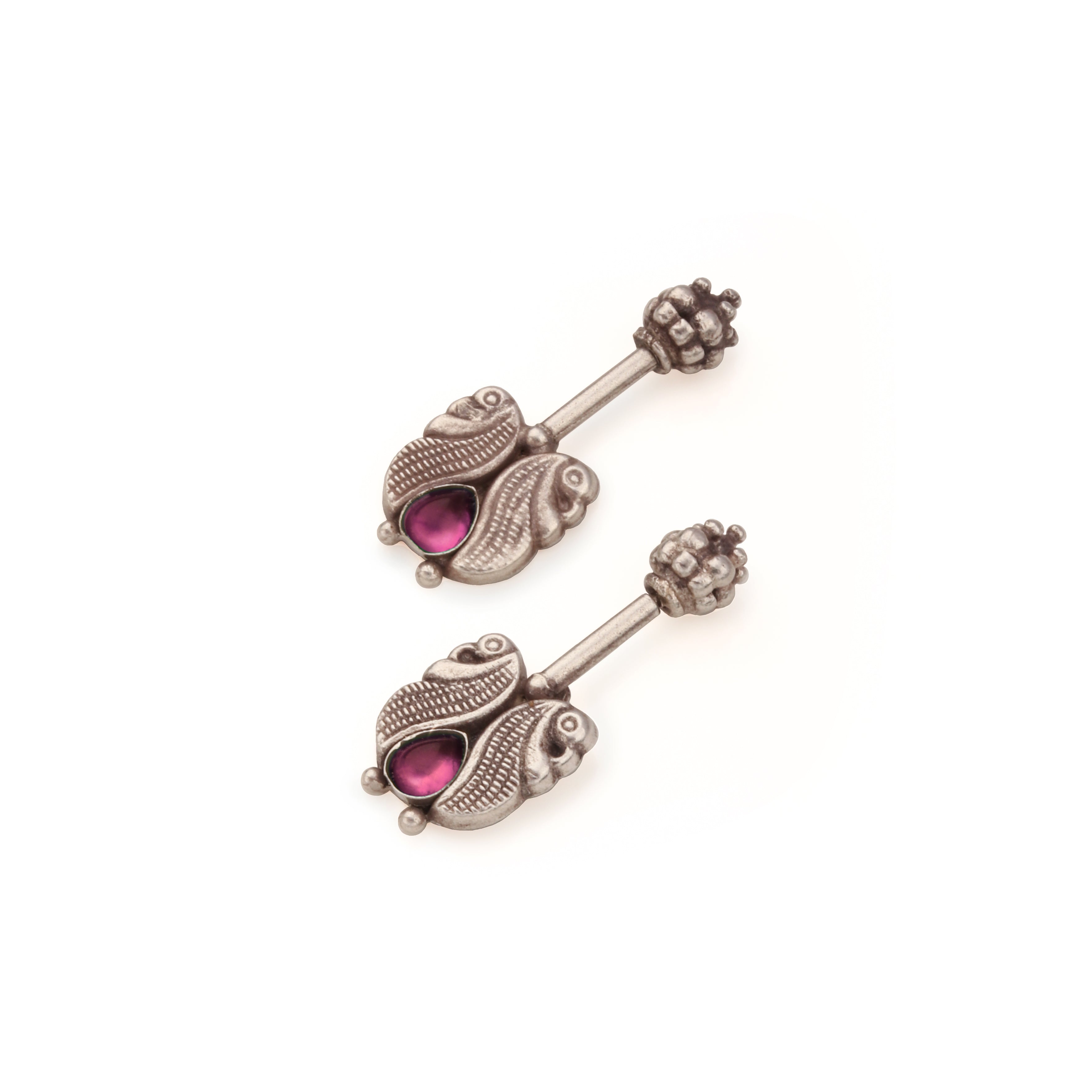 Kuhoo Silver Pierced Bugadi (Pink) by Moha