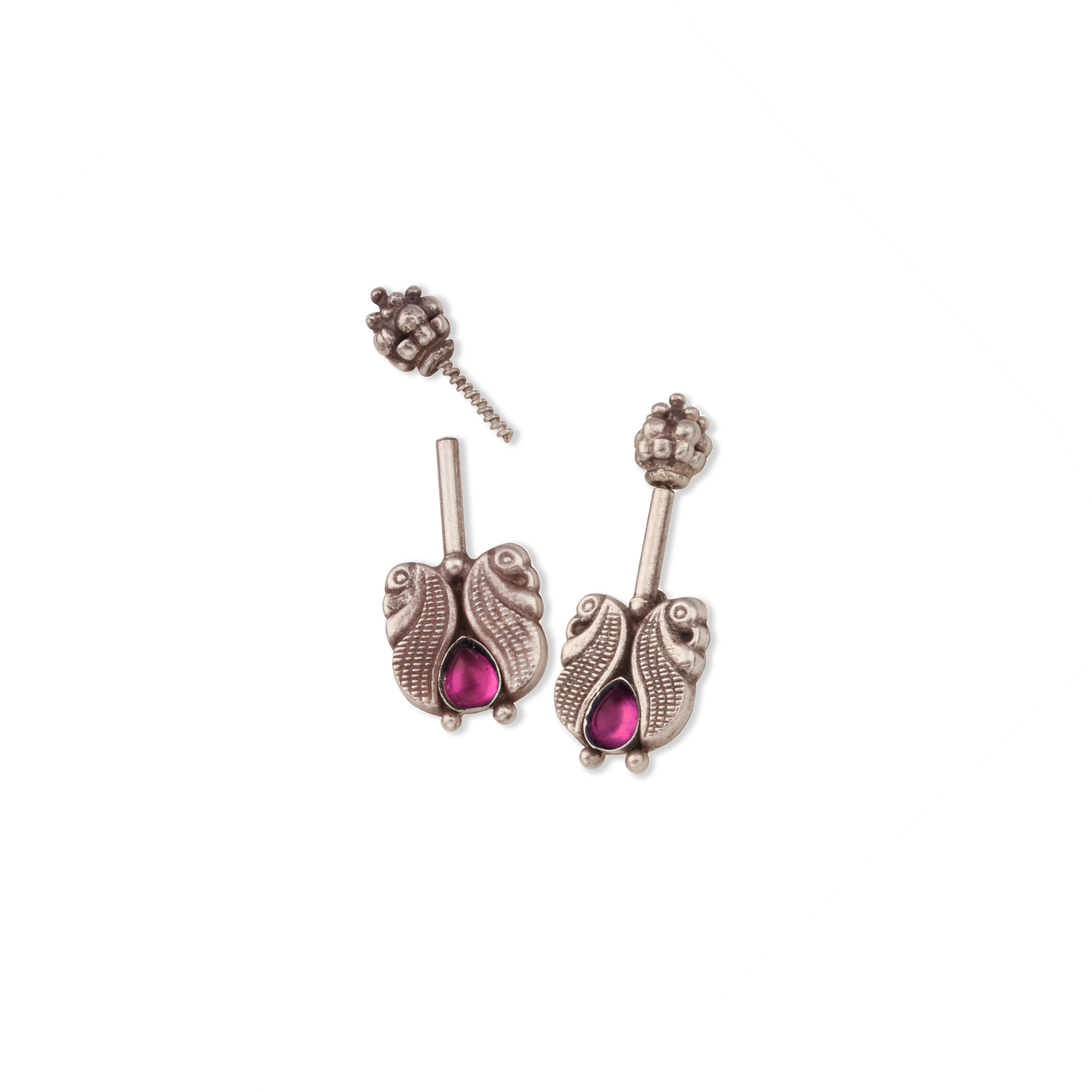 Kuhoo Silver Pierced Bugadi (Pink) by Moha
