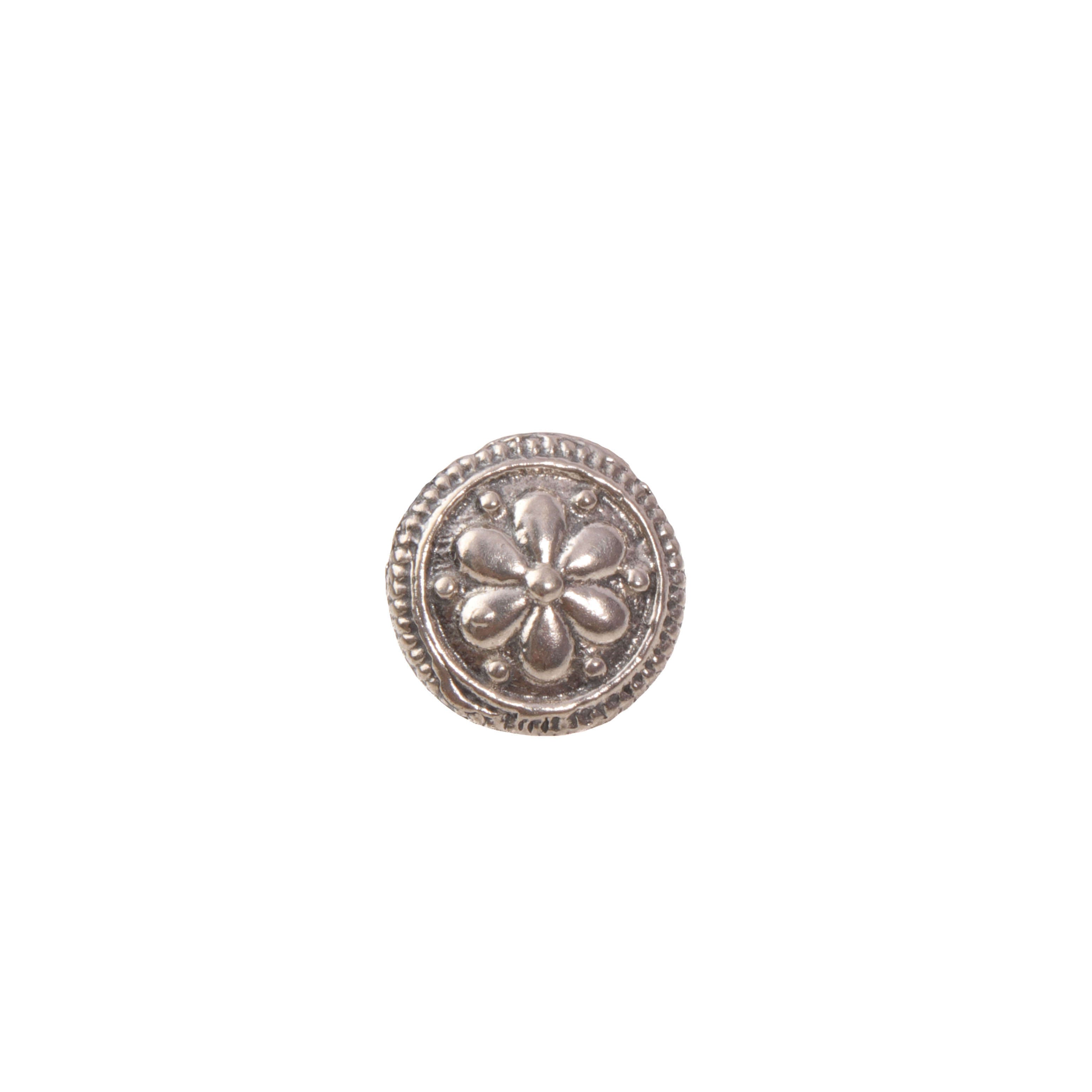 Phool Mandala Silver Nose Pin - Pierced