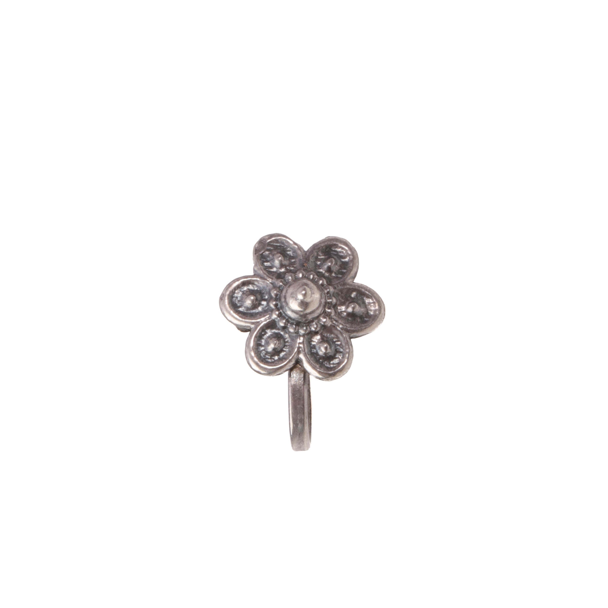 Sun tolerant flower silver nose pin - Clip on