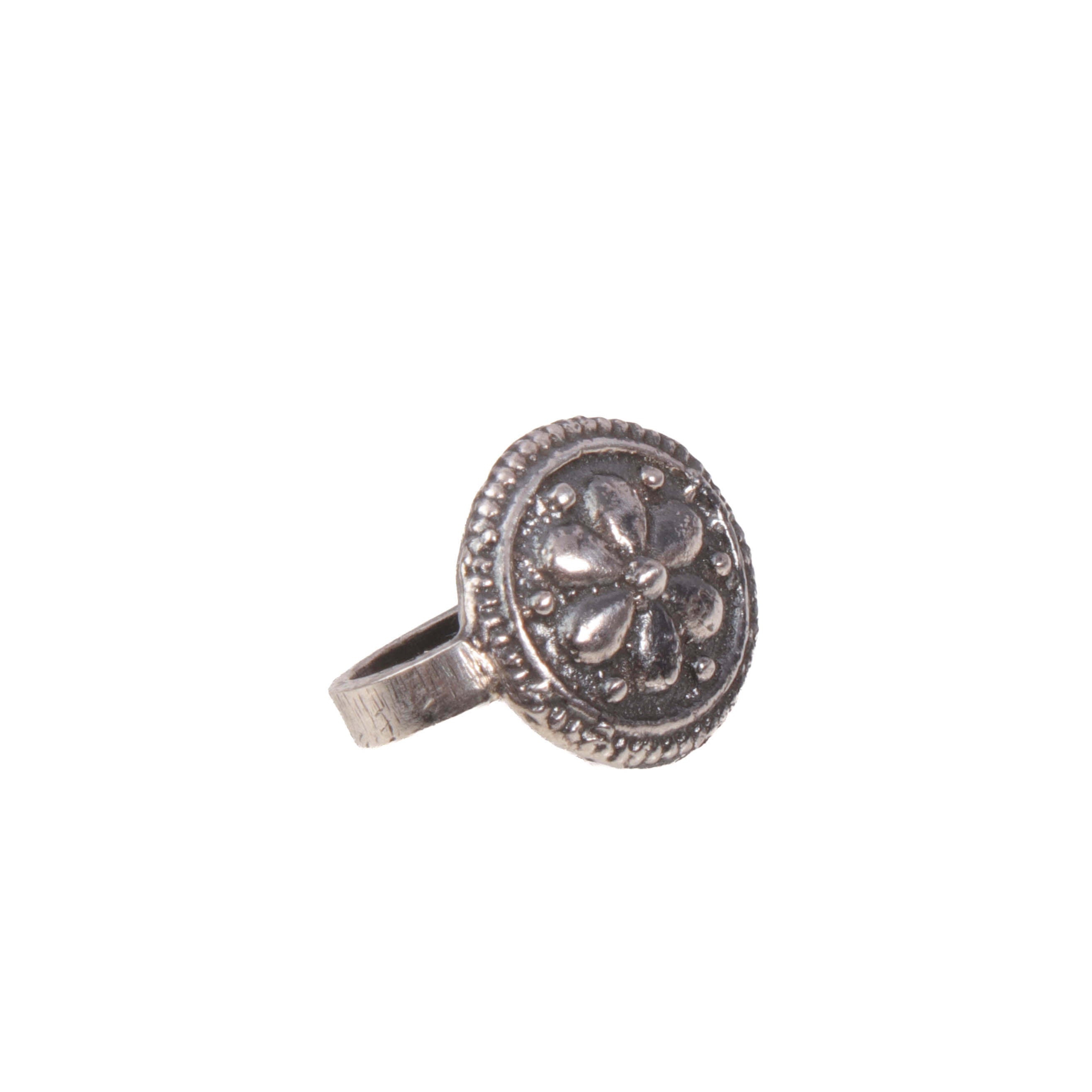 Phool Mandala Silver Nose Pin - Clip On