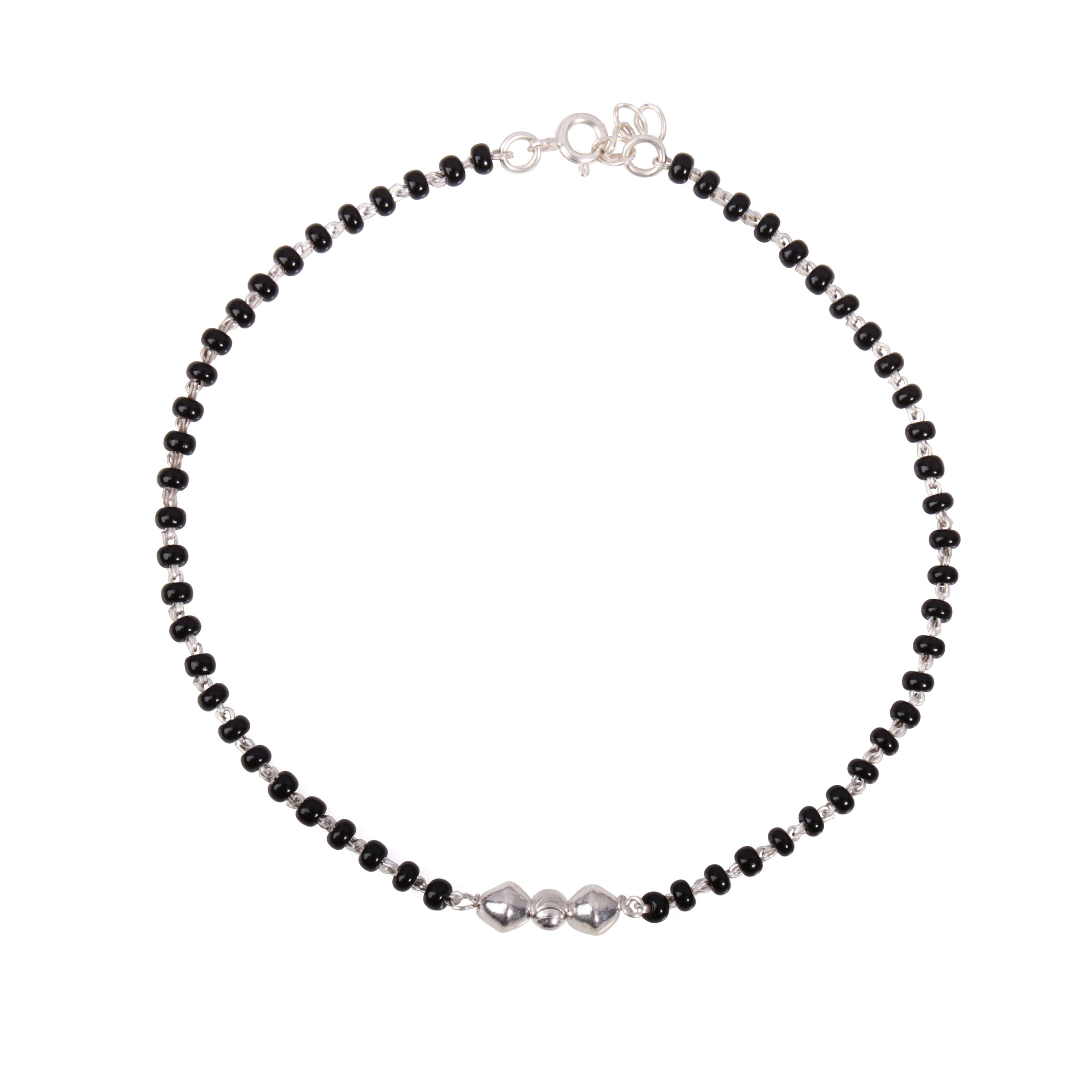 Black beaded Nazarbattu Anklet