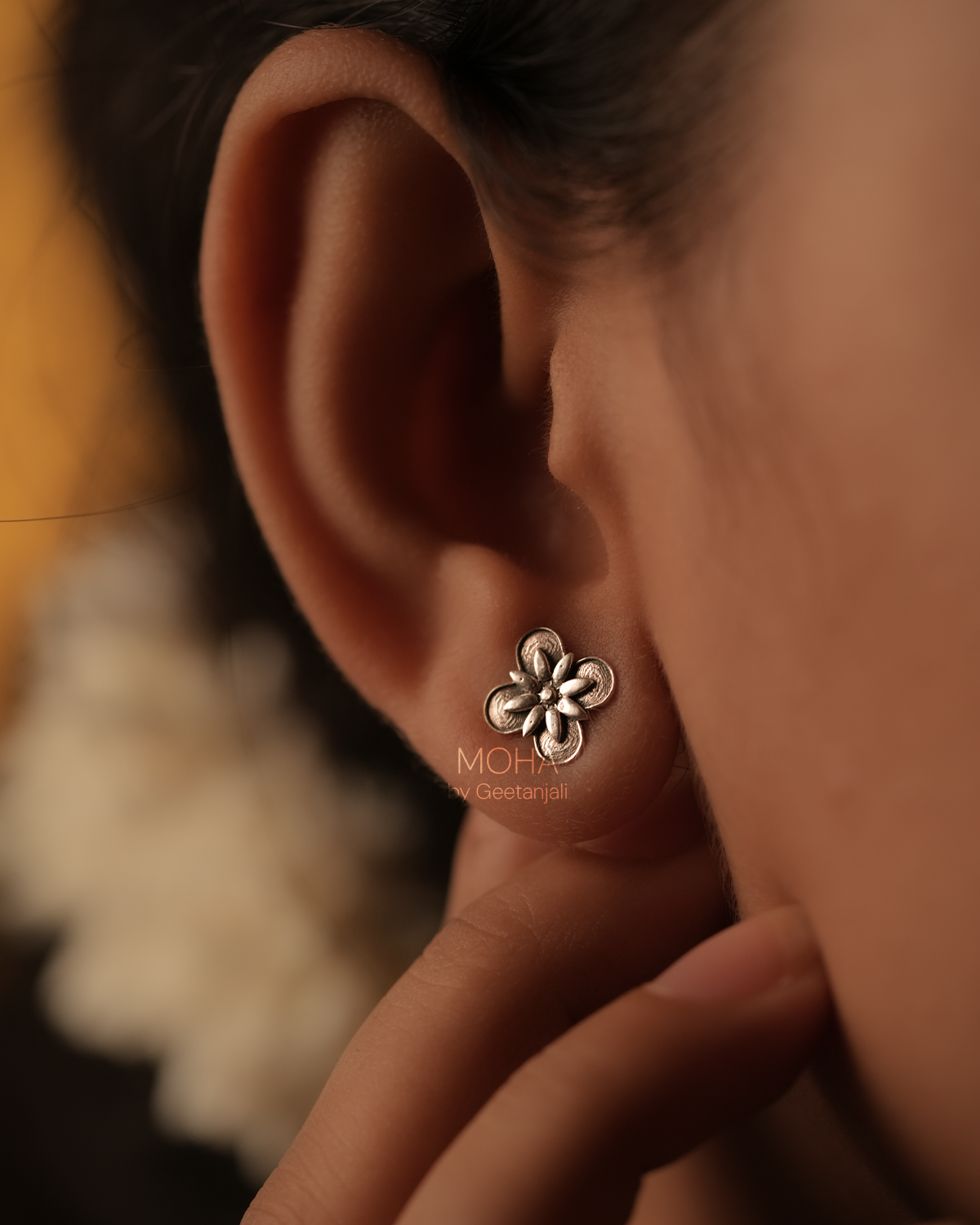 Kaner Silver Stud Earrings by MOHA