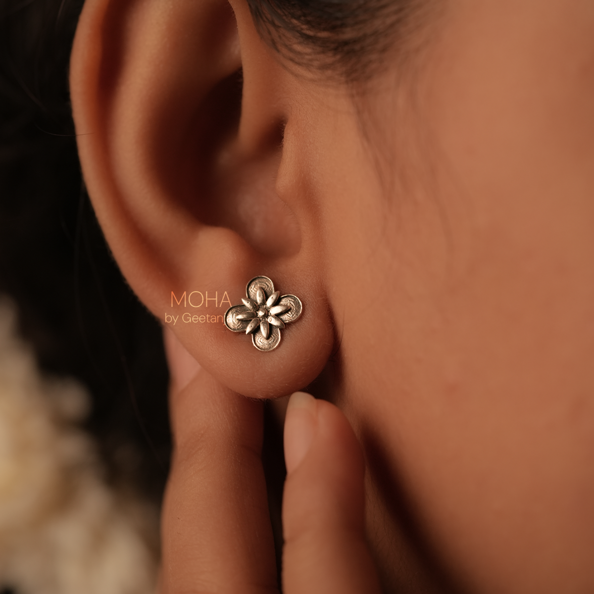 Kaner Silver Stud Earrings by MOHA
