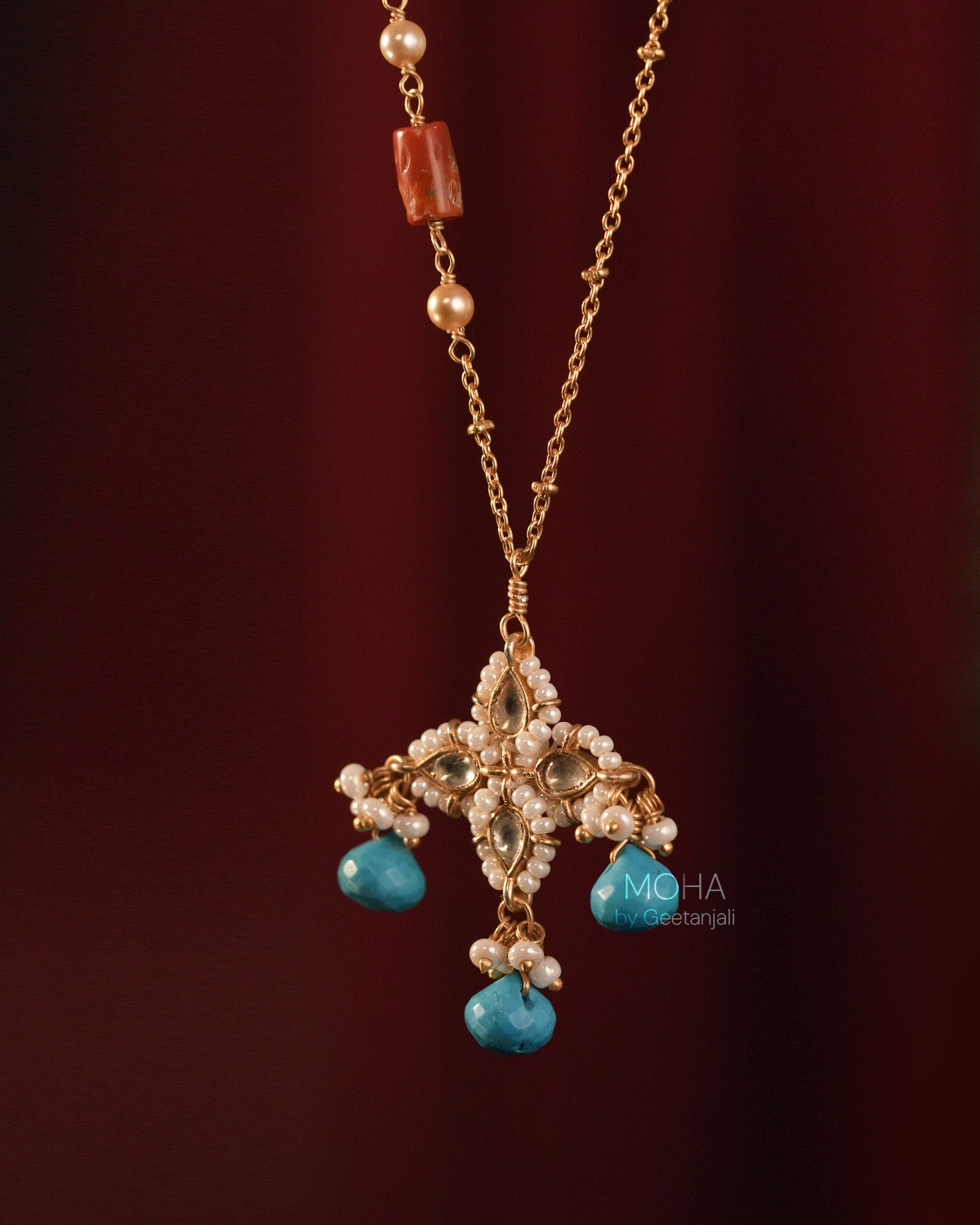 Kasturi Silver Pendant with Chain by MOHA