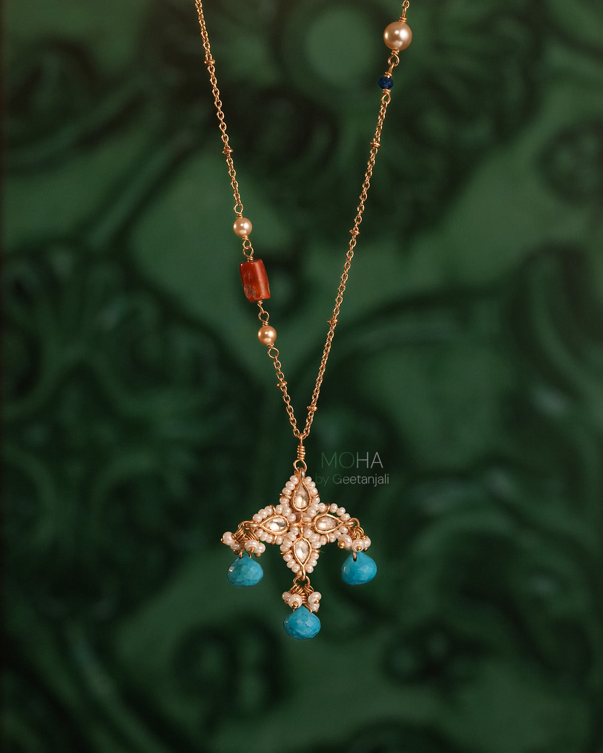 Kasturi Silver Pendant with Chain by MOHA