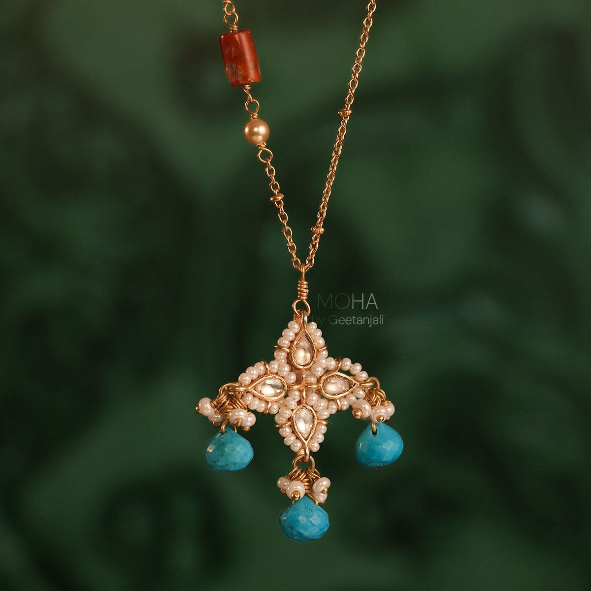 Kasturi Silver Pendant with Chain by MOHA