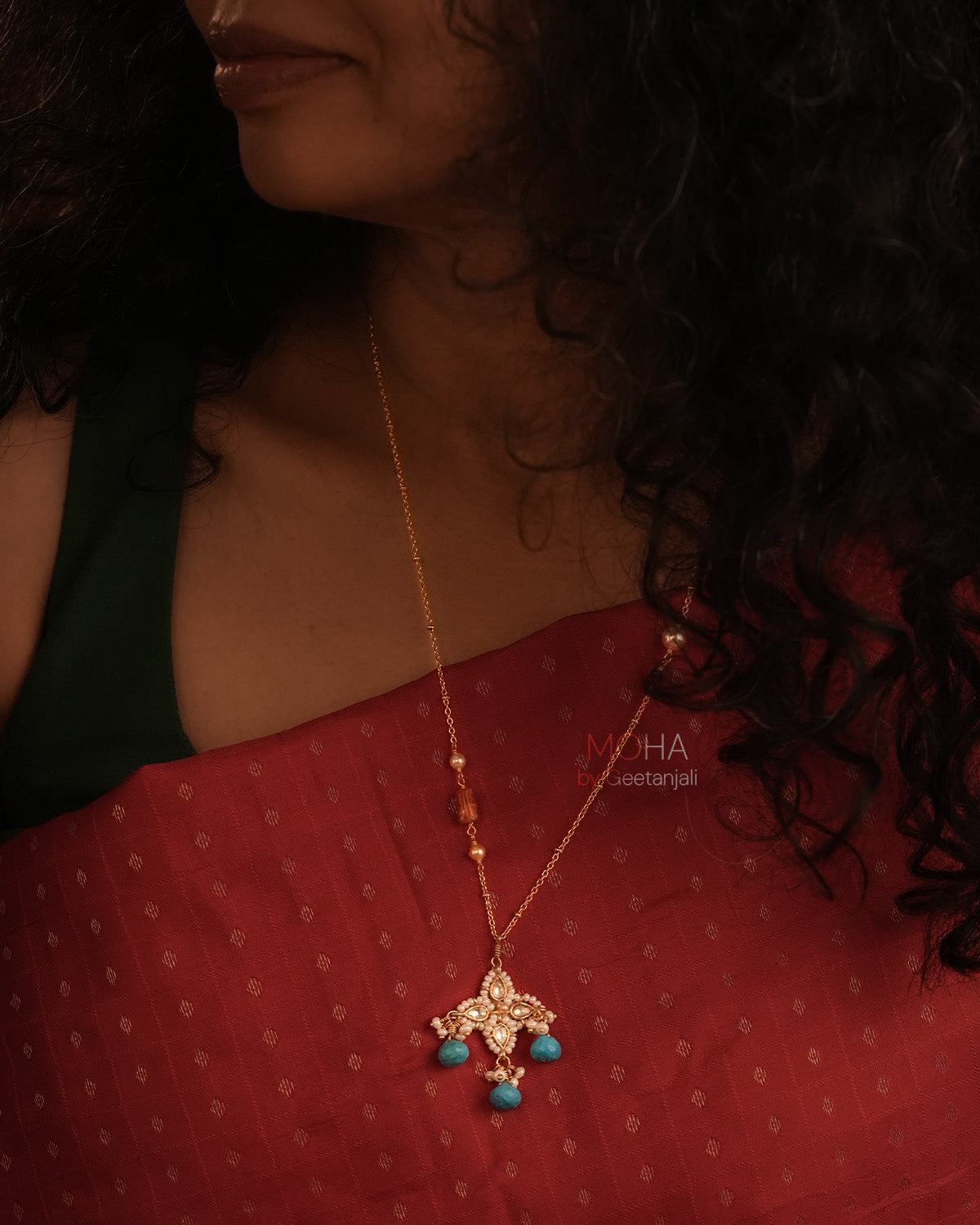 Kasturi Silver Pendant with Chain by MOHA