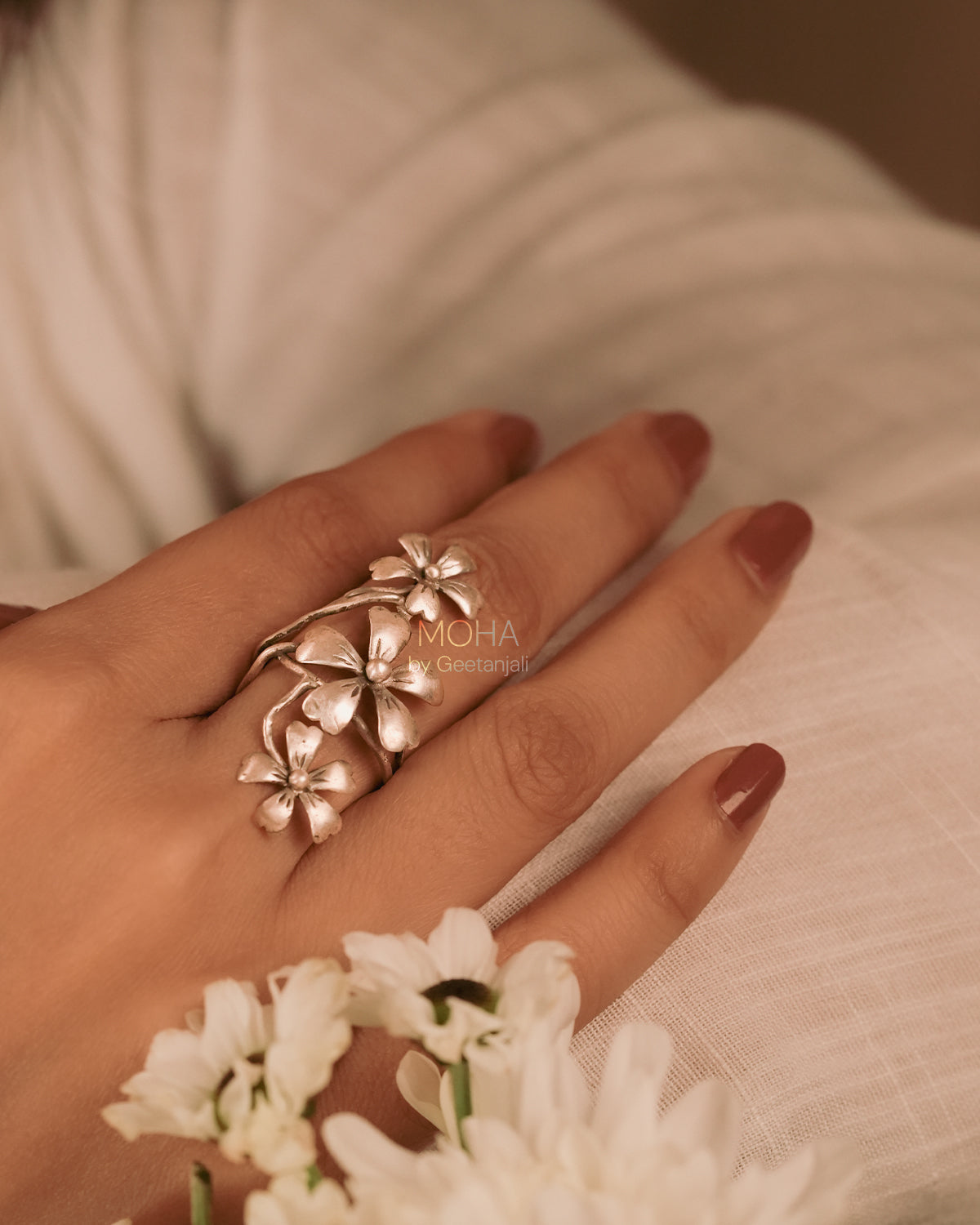 Ketki Silver Finger Ring by MOHA