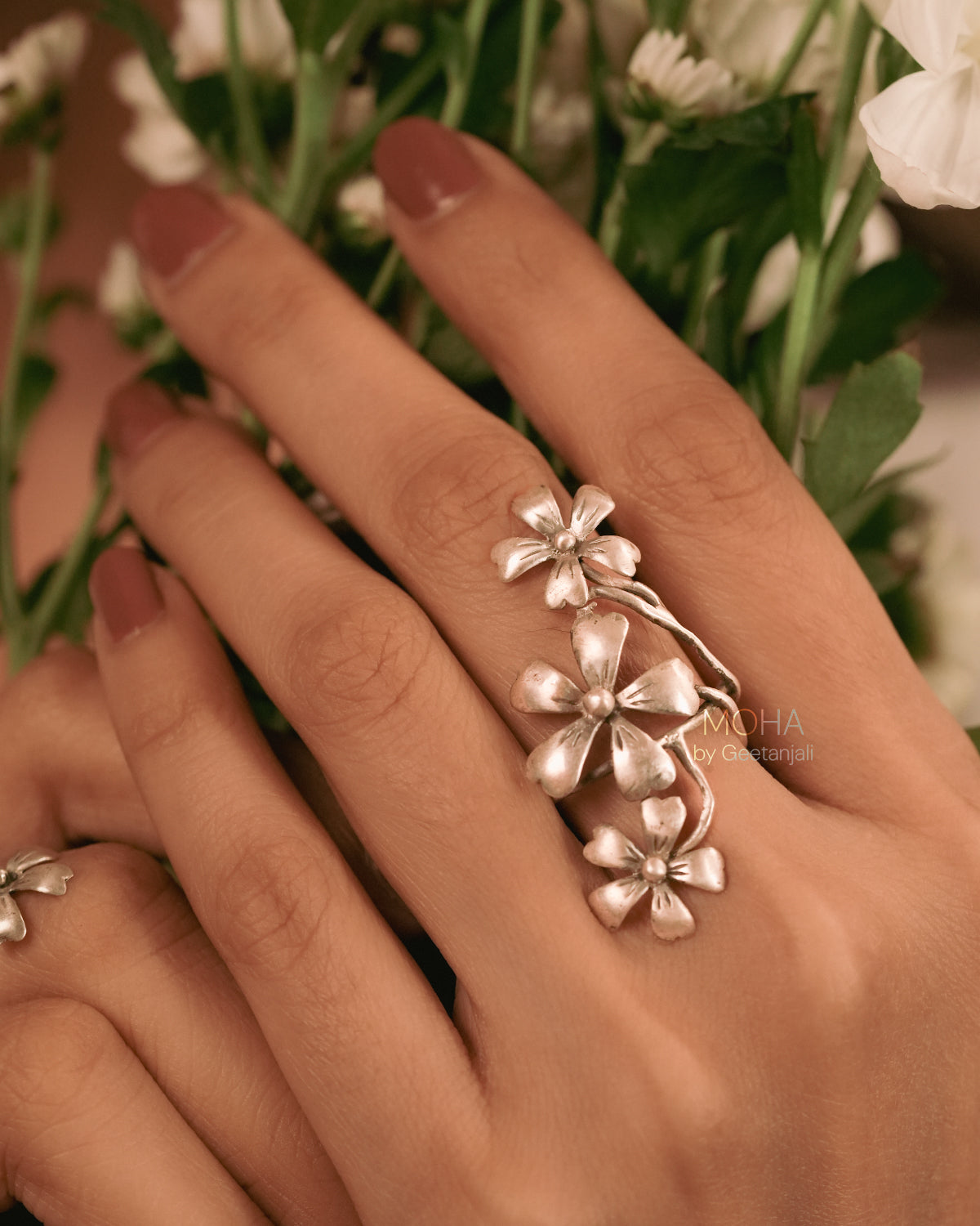 Ketki Silver Finger Ring by MOHA