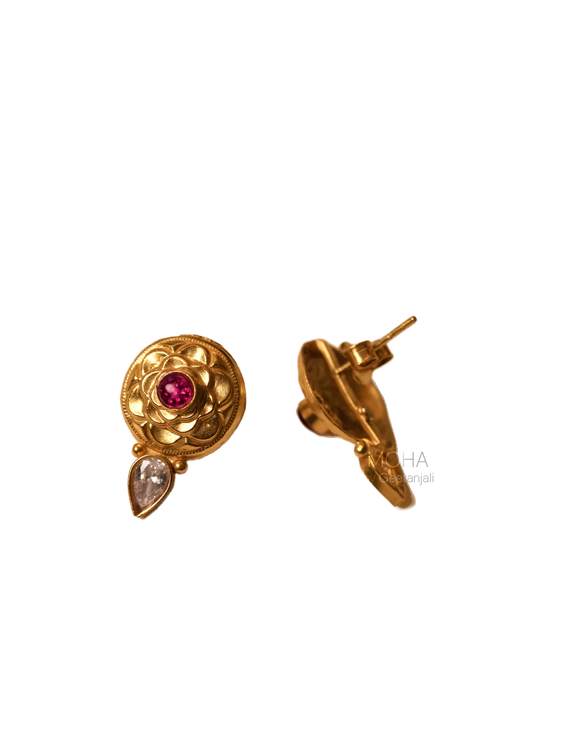 Kolhapur Saaj Silver Stud Earrings by MOHA