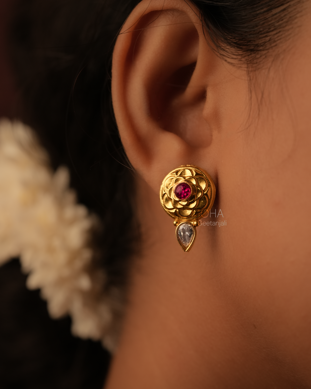 Kolhapur Saaj Silver Stud Earrings by MOHA