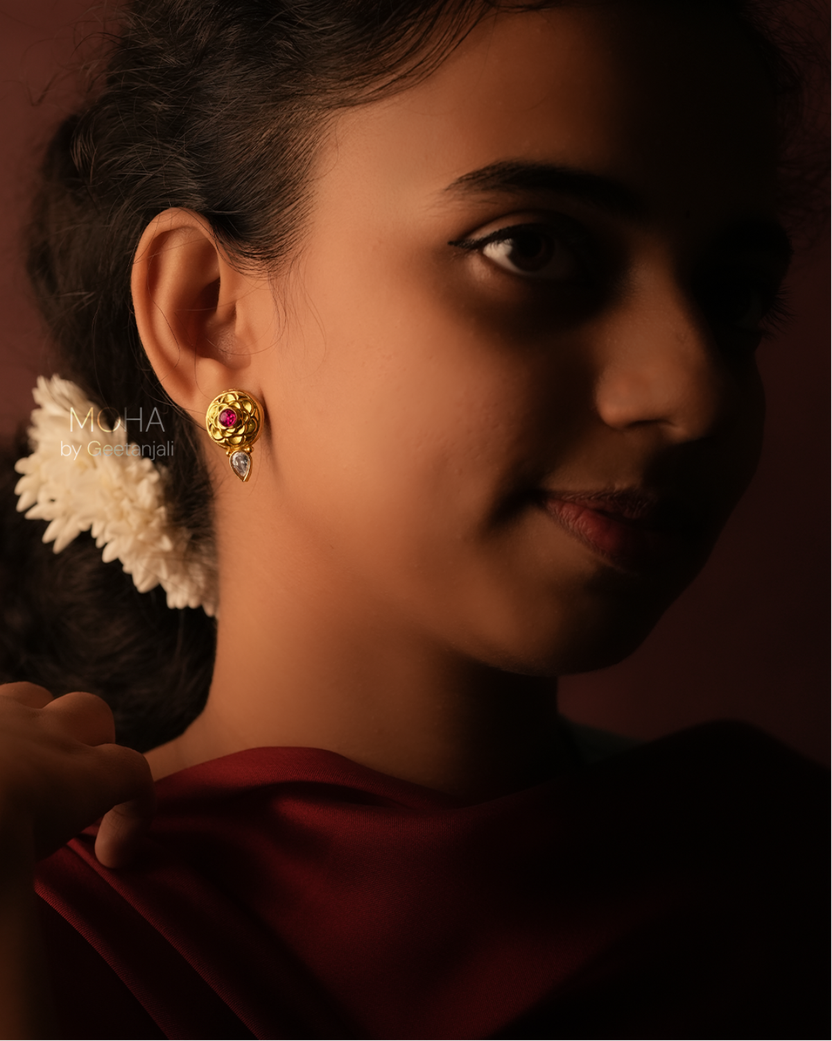 Kolhapur Saaj Silver Stud Earrings by MOHA