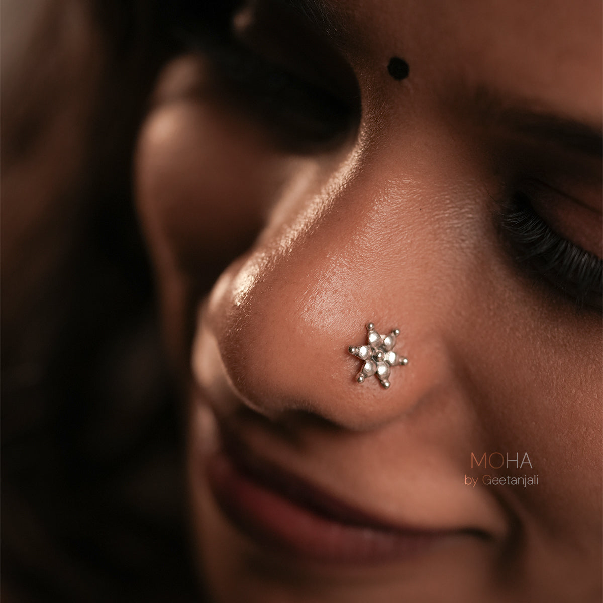 Kumud Silver Nosepin Pierced by MOHA
