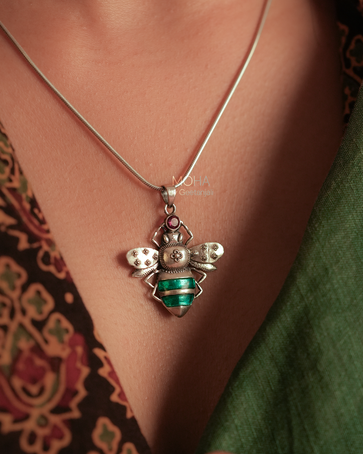 Madhu Silver Pendant with Chain by MOHA