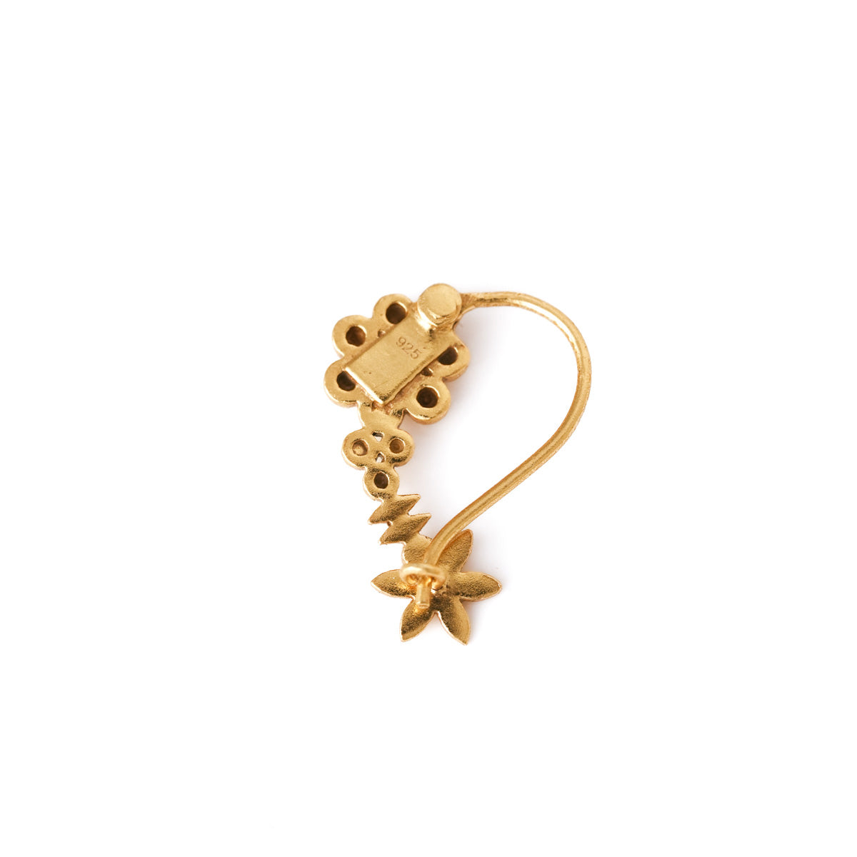 Maharashtrian Silver Nath Gold Plated (Pierced, Left) by MOHA