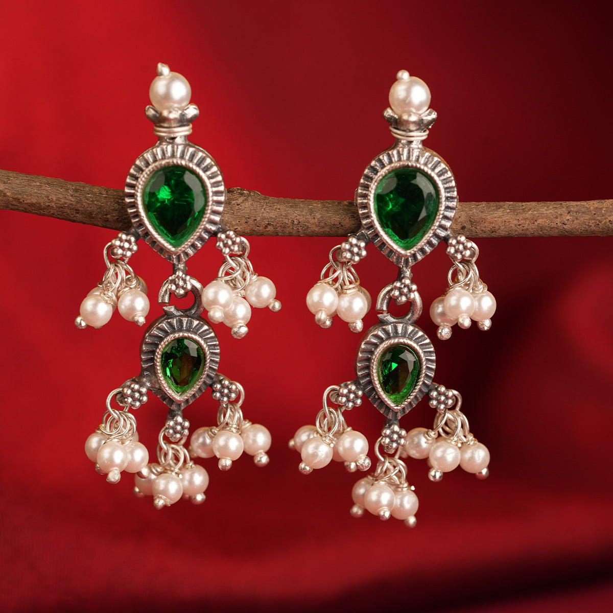 maharashtrian tanmani silver necklace green green by moha