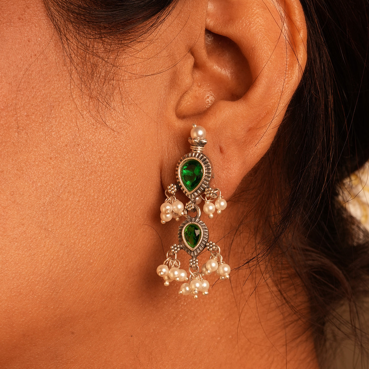 maharashtrian tanmani silver necklace green by moha