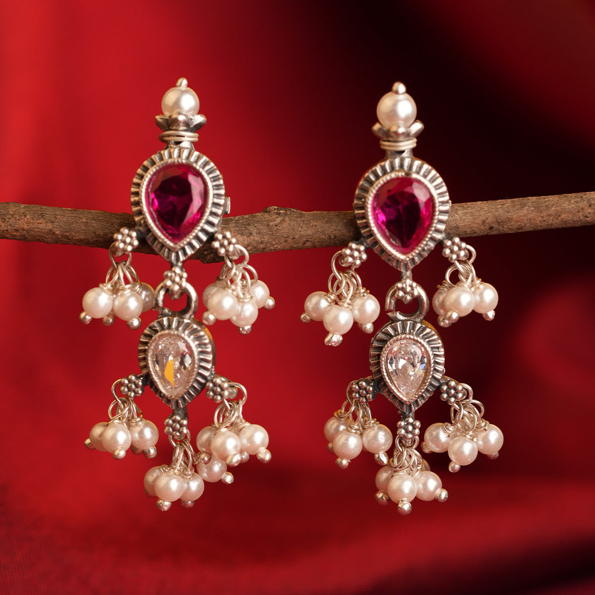 maharashtrian tanmani silver necklace pink white by moha