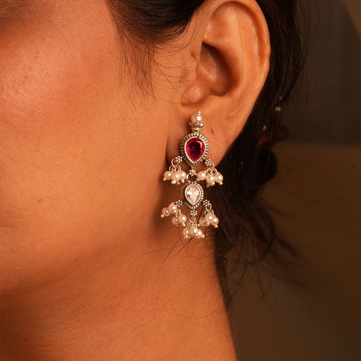 maharashtrian tanmani silver necklace pink white by moha