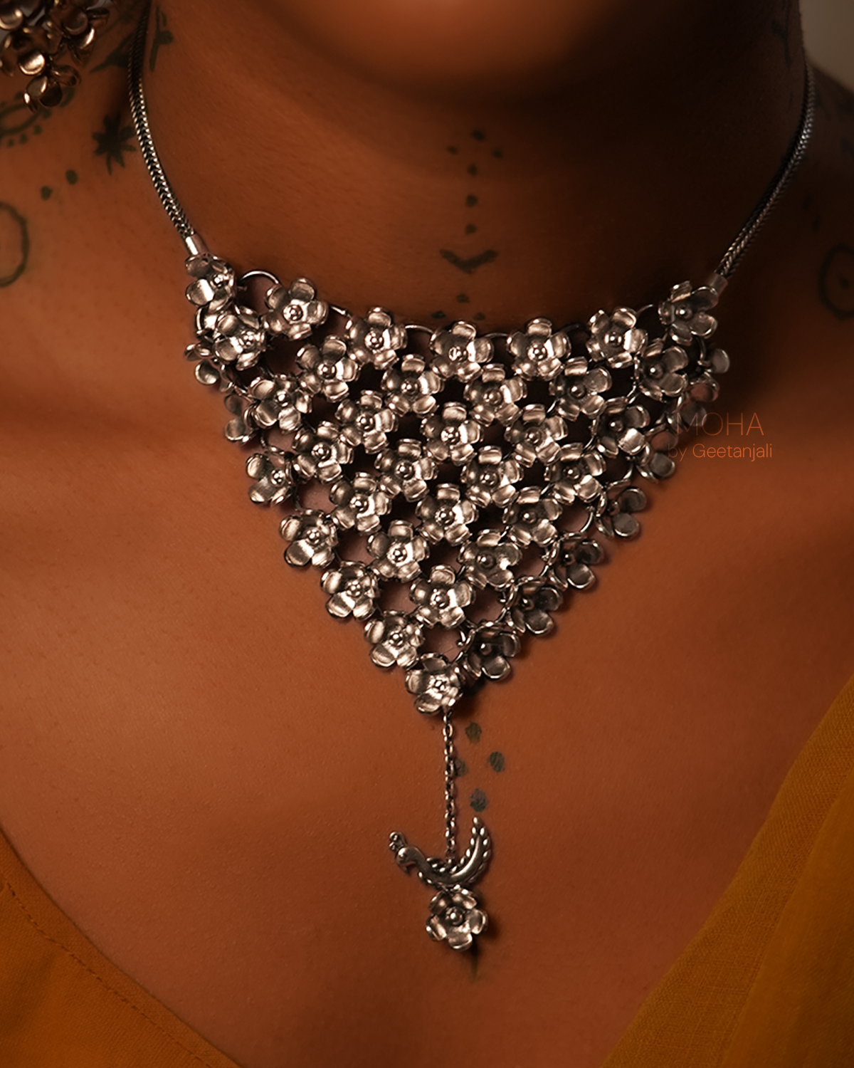 Mogra Silver Necklace by MOHA