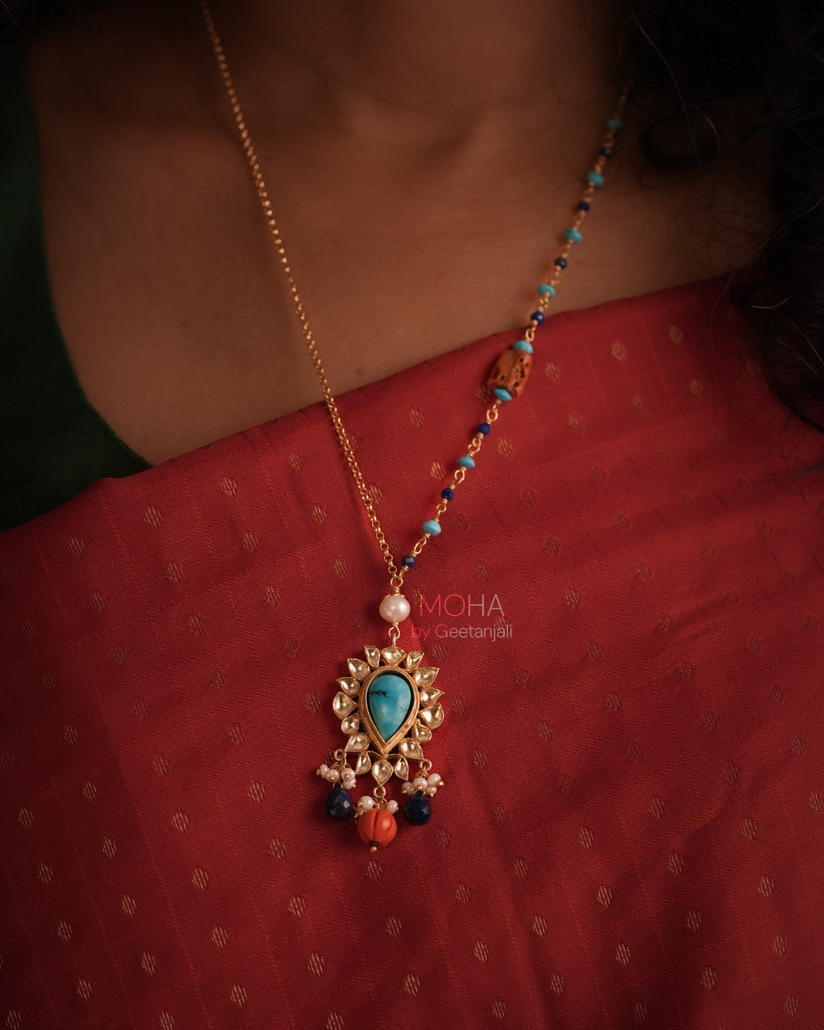 Mohini Silver Pendant with Chain by MOHA