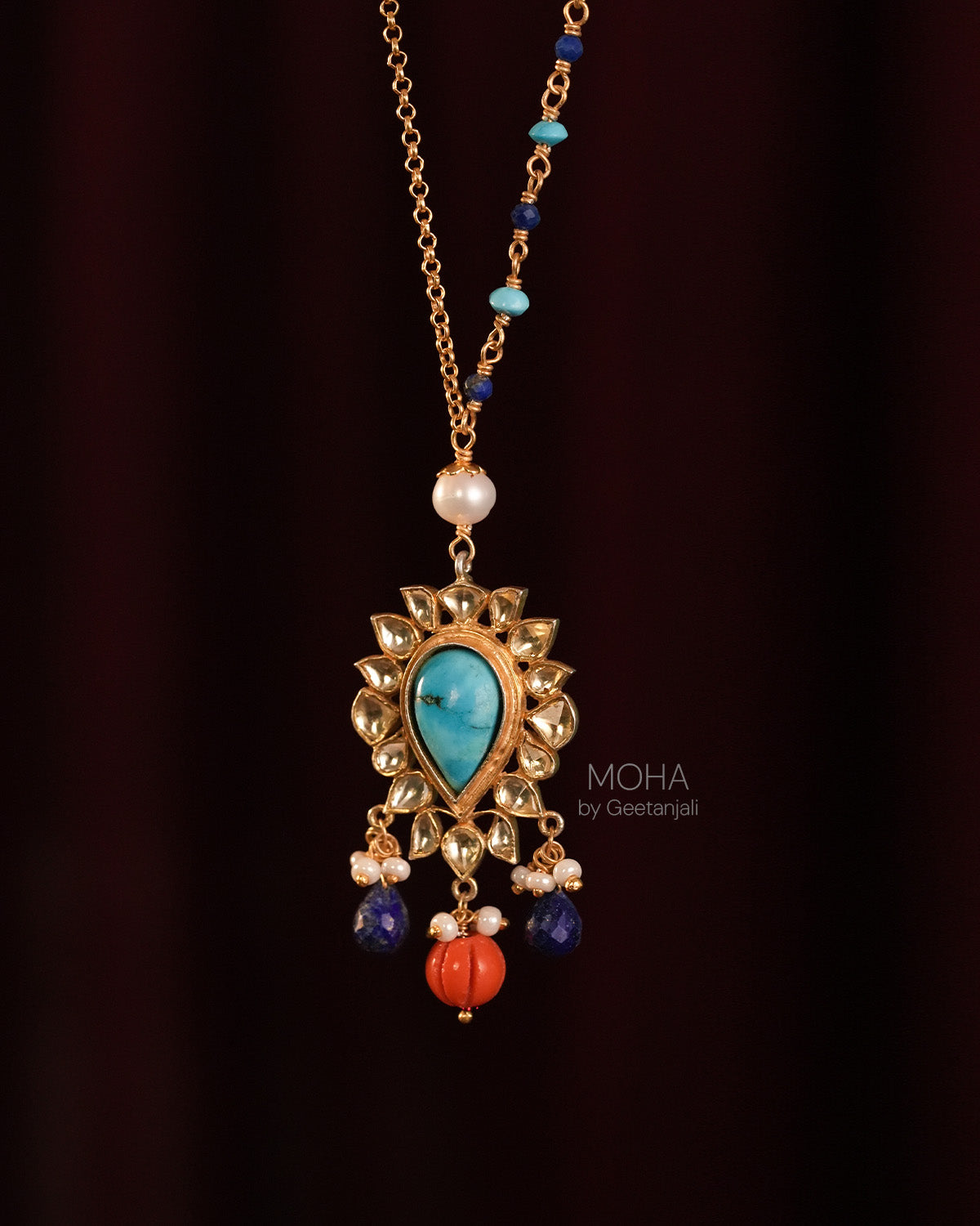 Mohini Silver Pendant with Chain by MOHA