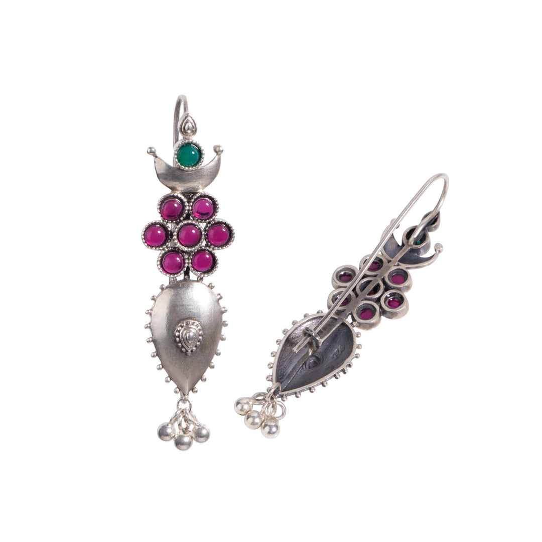 moonflower silver earring pink by moha