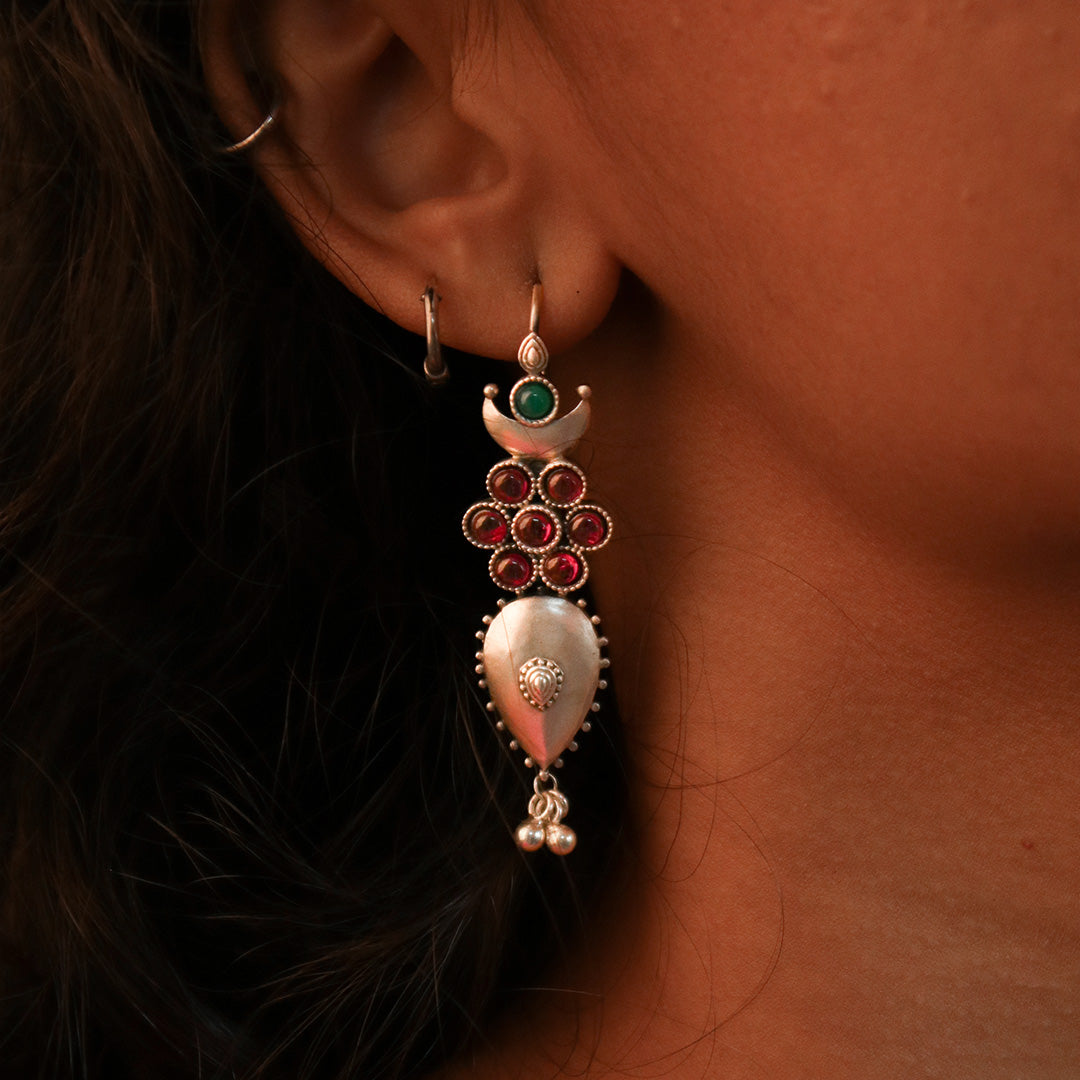 moonflower silver earring pink by moha
