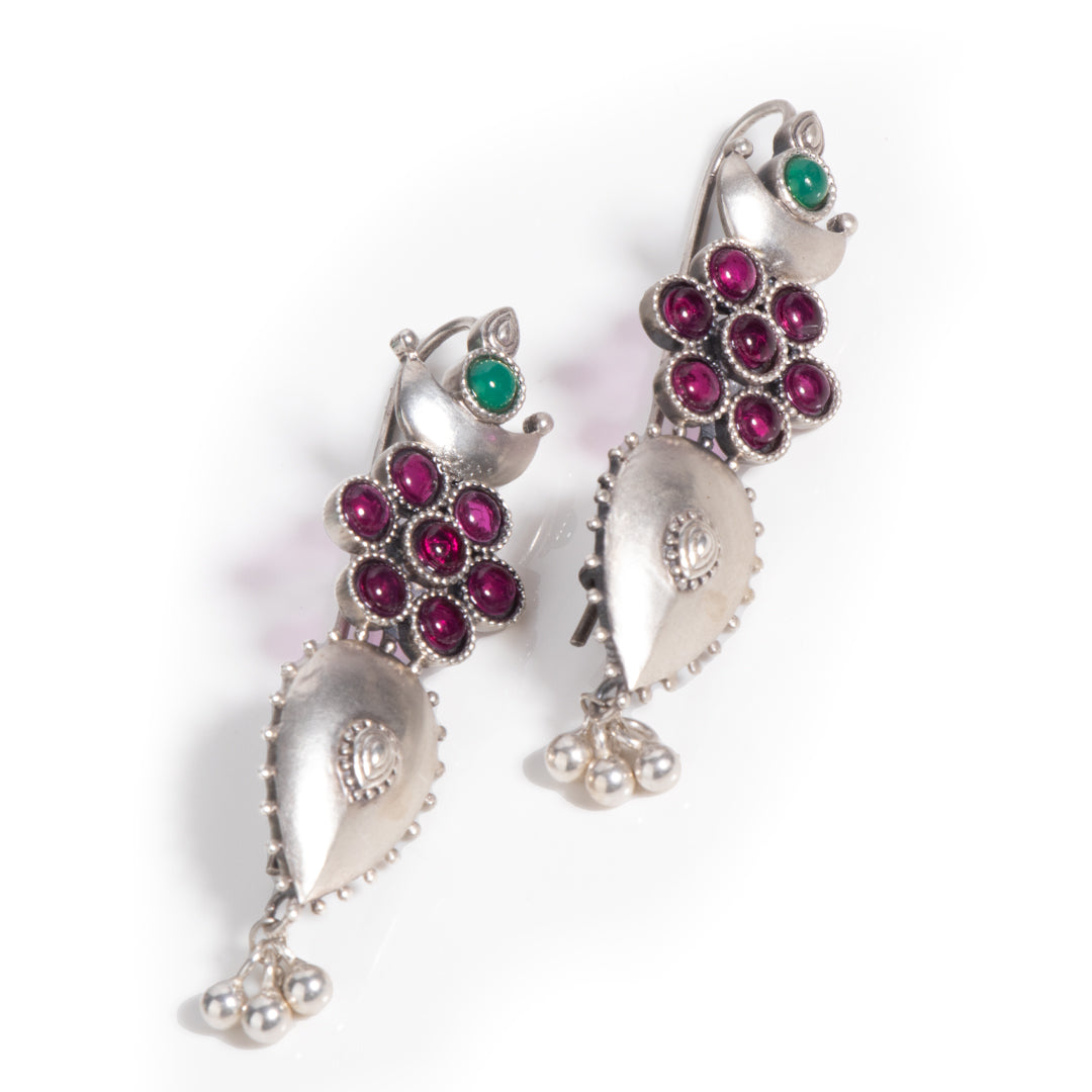 moonflower silver earring pink by moha