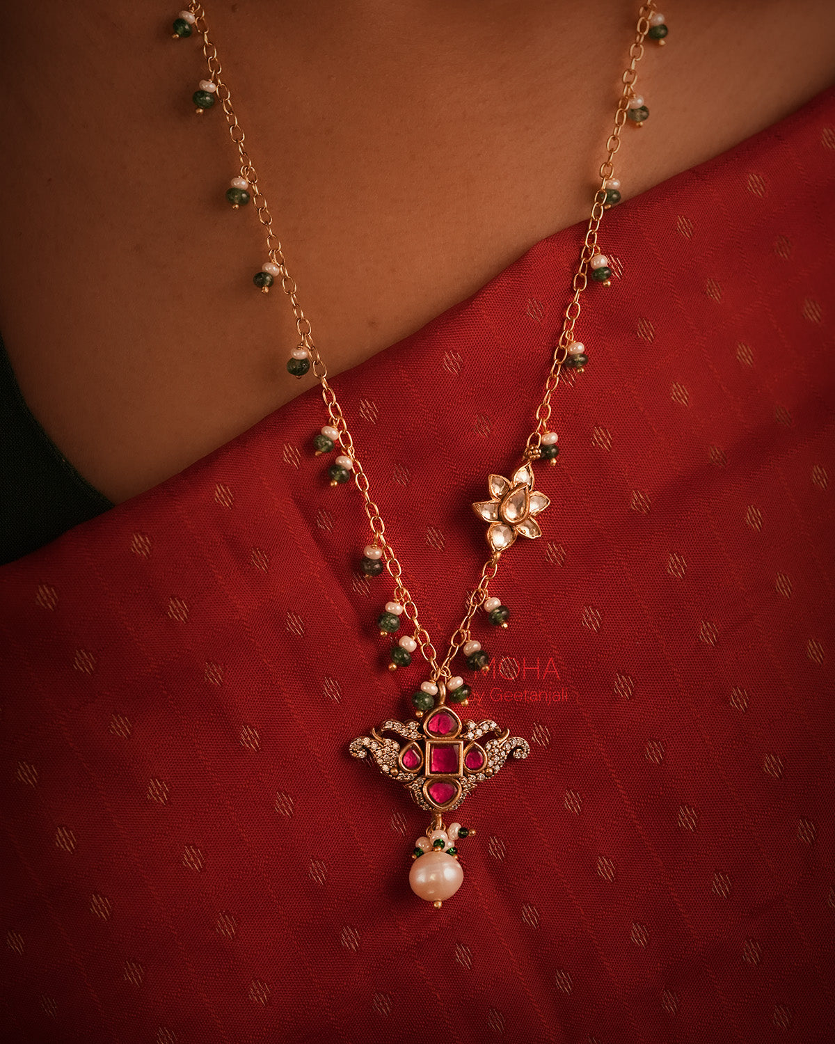 Mrinalini Silver Pendant with Chain by MOHA