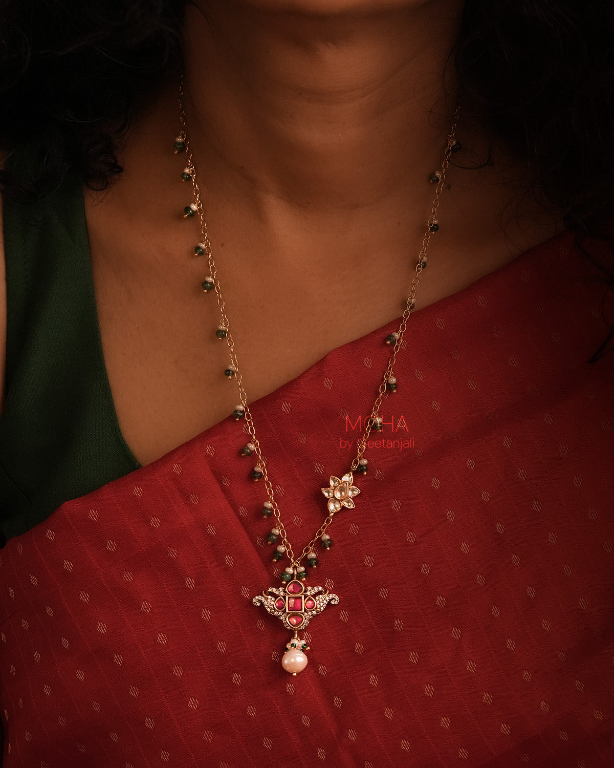 Mrinalini Silver Pendant with Chain by MOHA