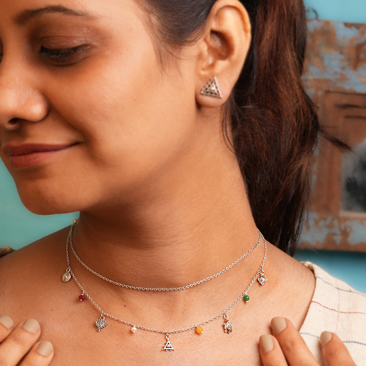 nakshatra silver charms necklace by moha