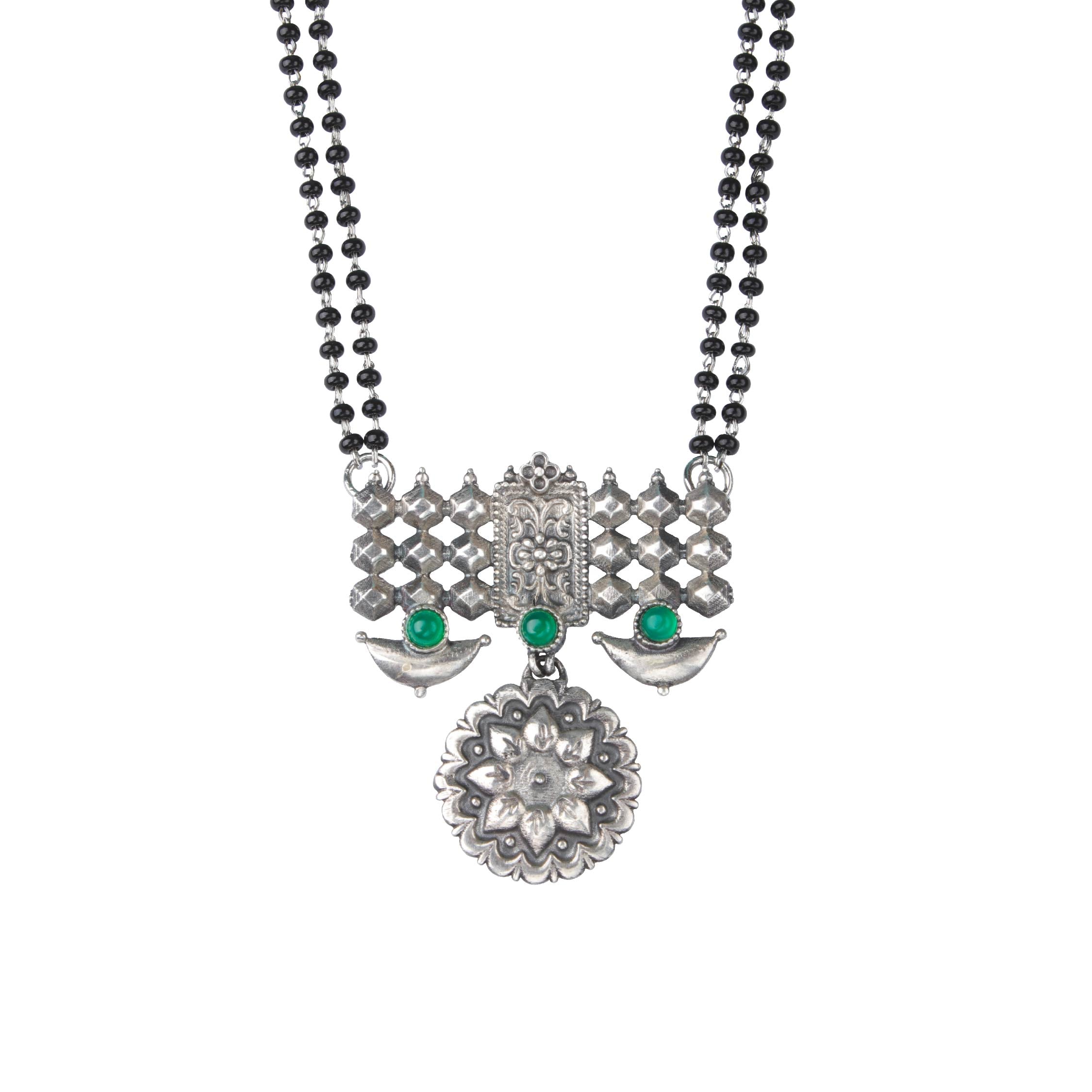 dulari silver mangalsutra green by moha