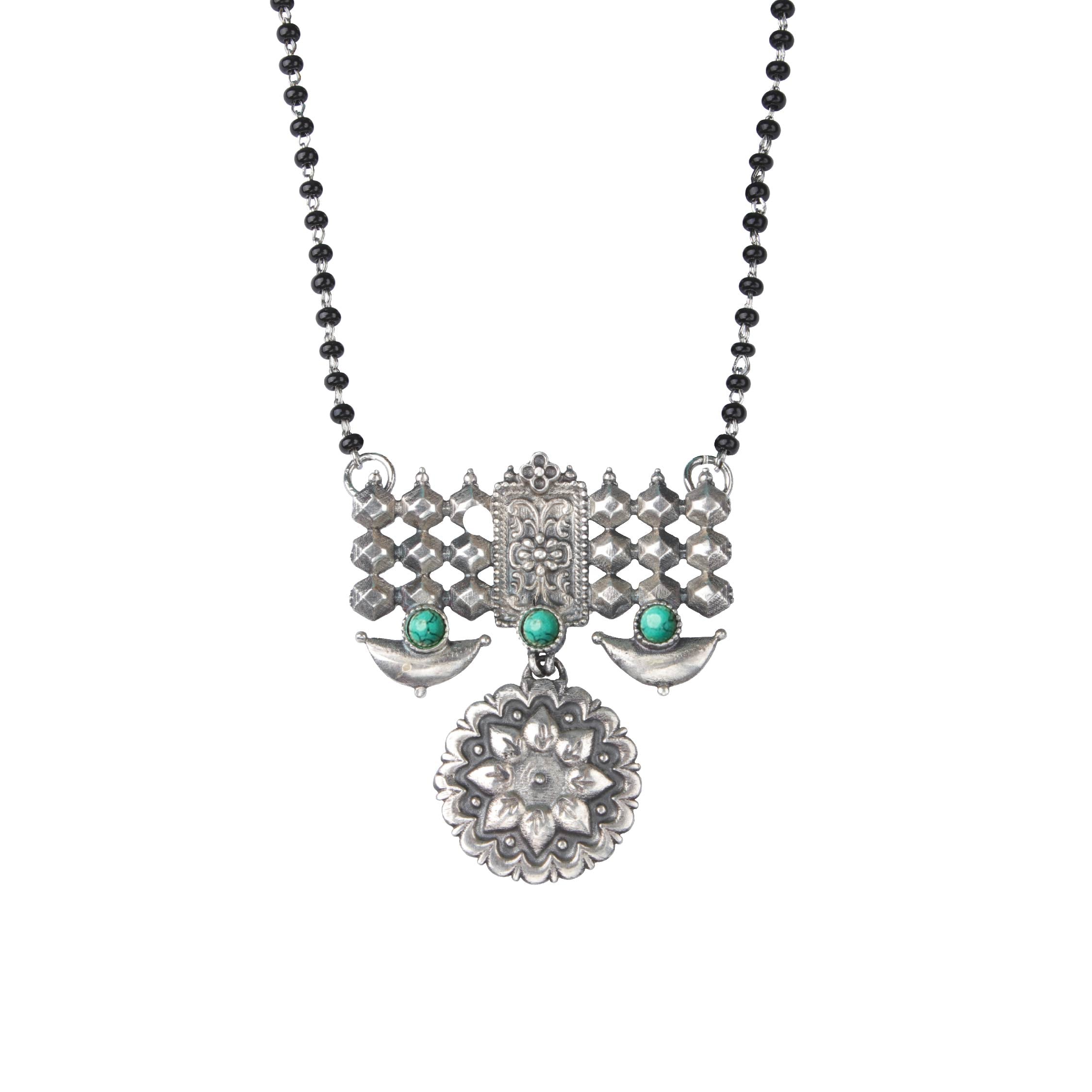 DULARI SILVER MANGALSUTRA BY MOHA (TURQUOISE)
