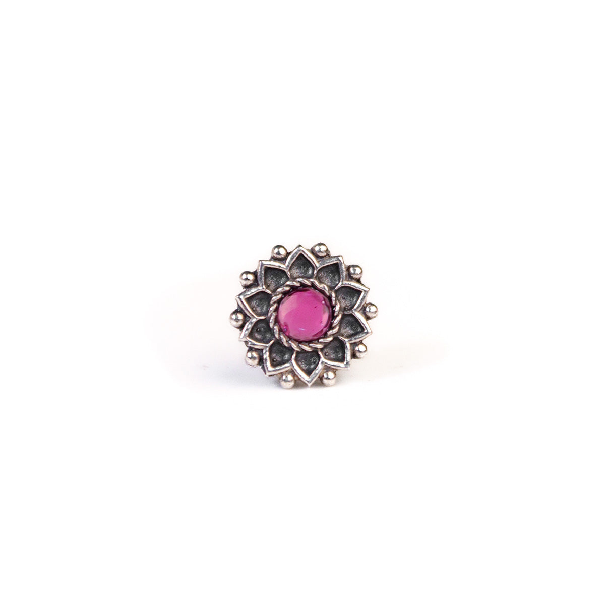 Mallika Silver Nosepin Pierced by Moha