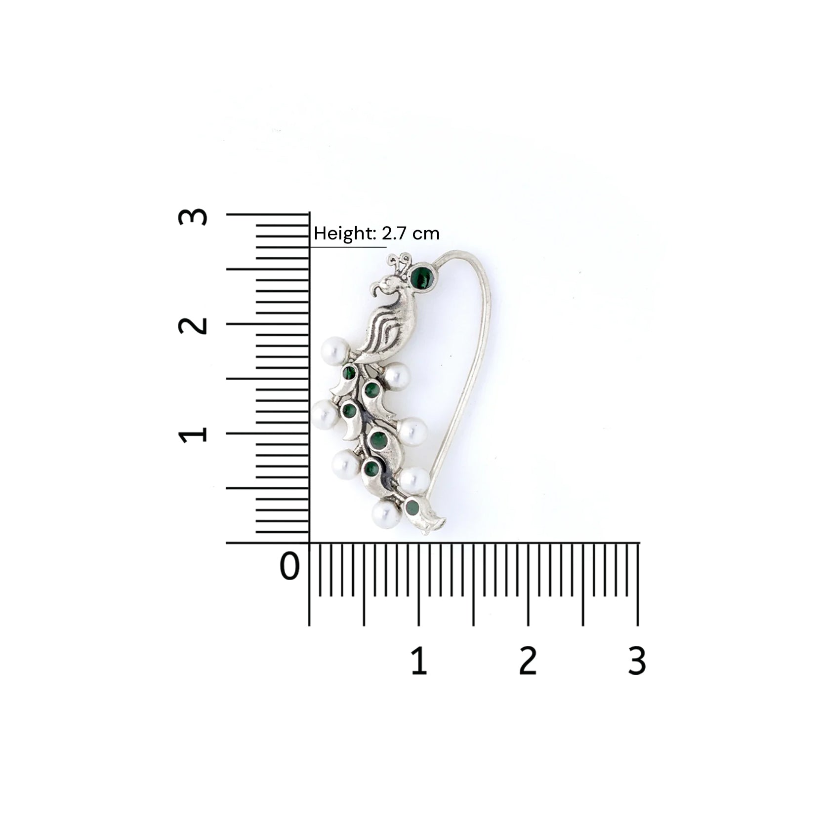 Pearl Peacock Silver Nath (Pierced, Right) by MOHA