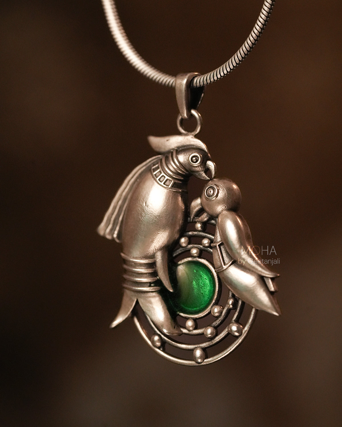 Prem Silver Pendant with chain by MOHA