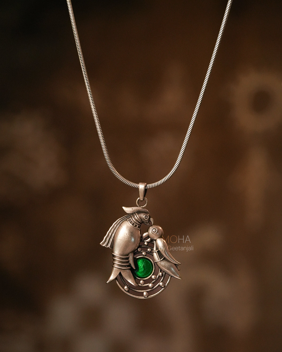 Prem Silver Pendant with chain by MOHA