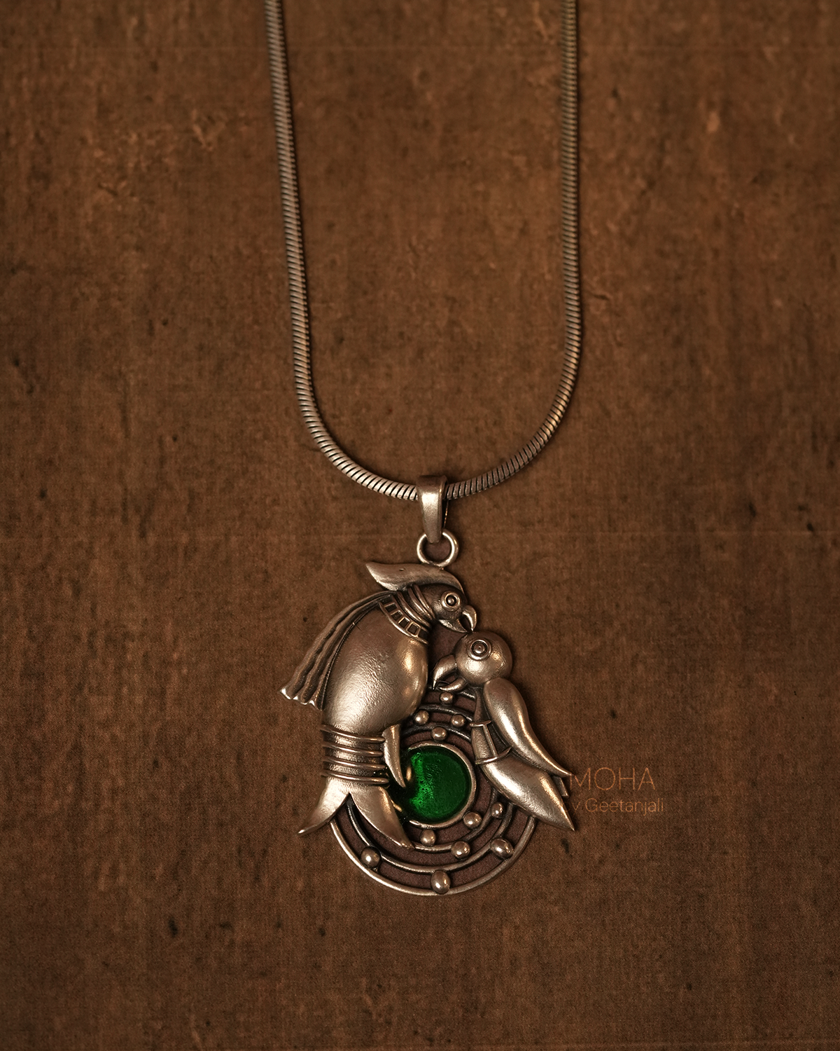 Prem Silver Pendant with chain by MOHA