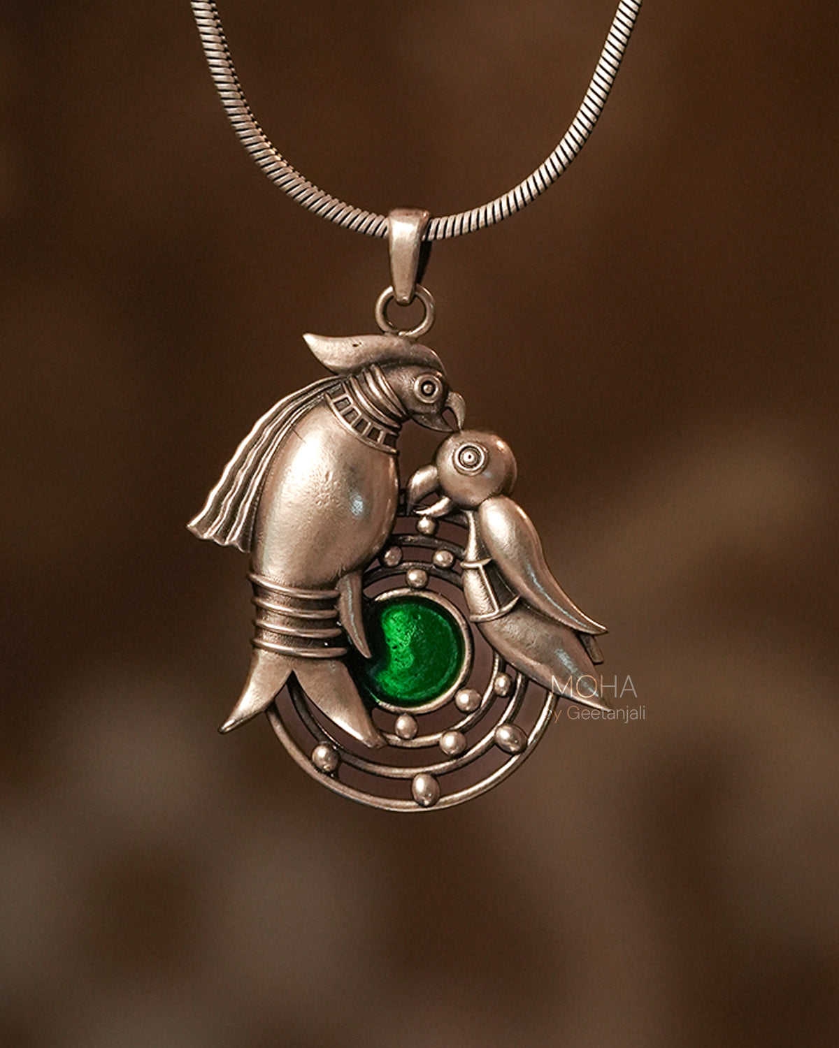 Prem Silver Pendant with chain by MOHA