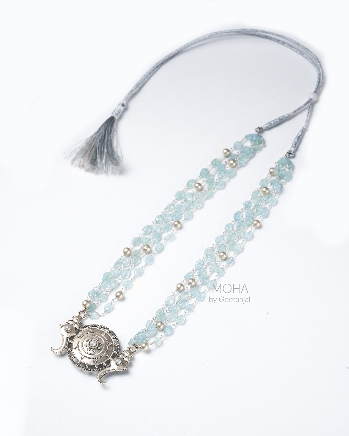 Shankh Chakra Silver Necklace by MOHA