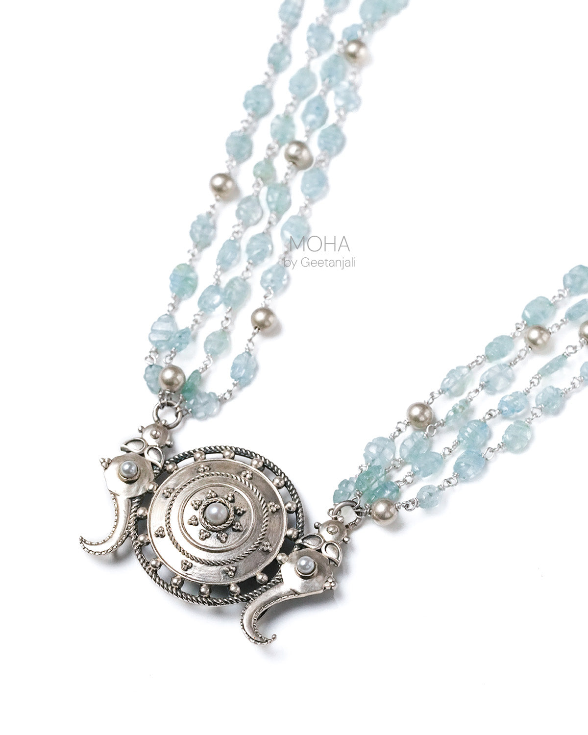 Shankh Chakra Silver Necklace by MOHA