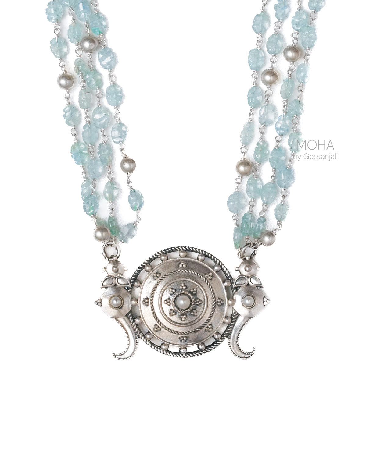 Shankh Chakra Silver Necklace by MOHA