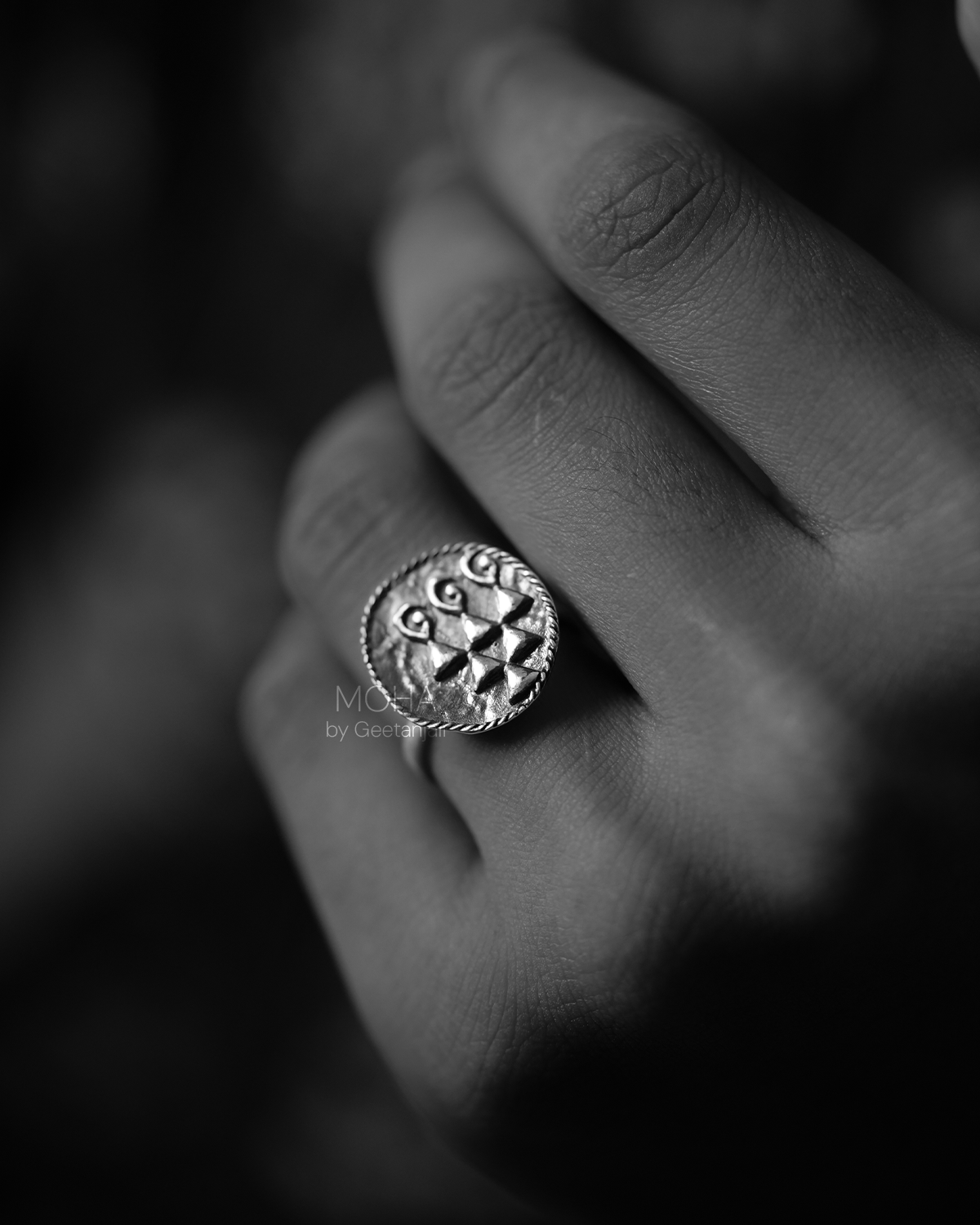 Sharada Silver Finger Ring by MOHA