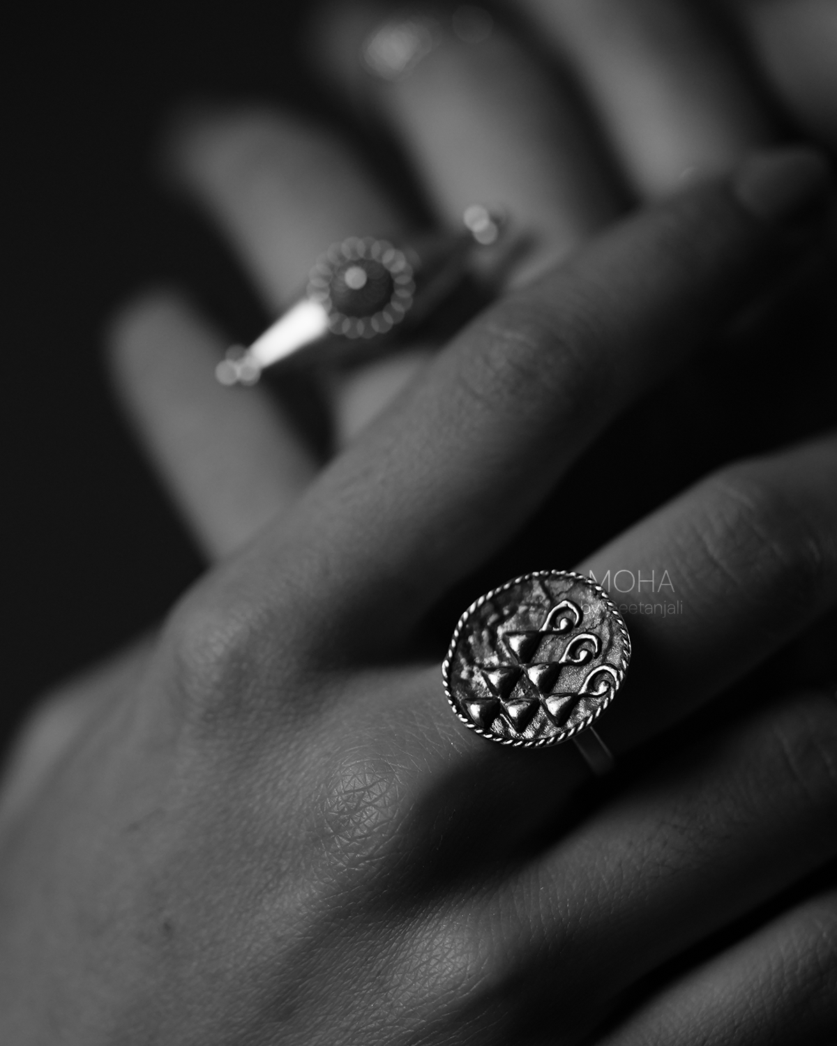 Sharada Silver Finger Ring by MOHA